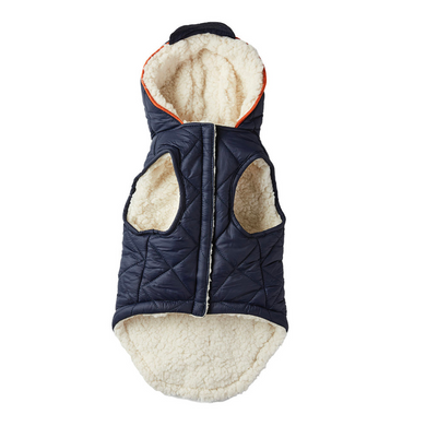 Quilted Doggy Parka with Toggles and Sherpa Lining - by Hotel Doggy