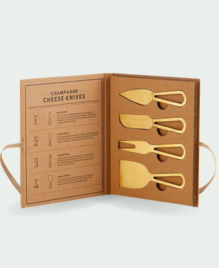 Champagne Gold Cheese Knives Book Box