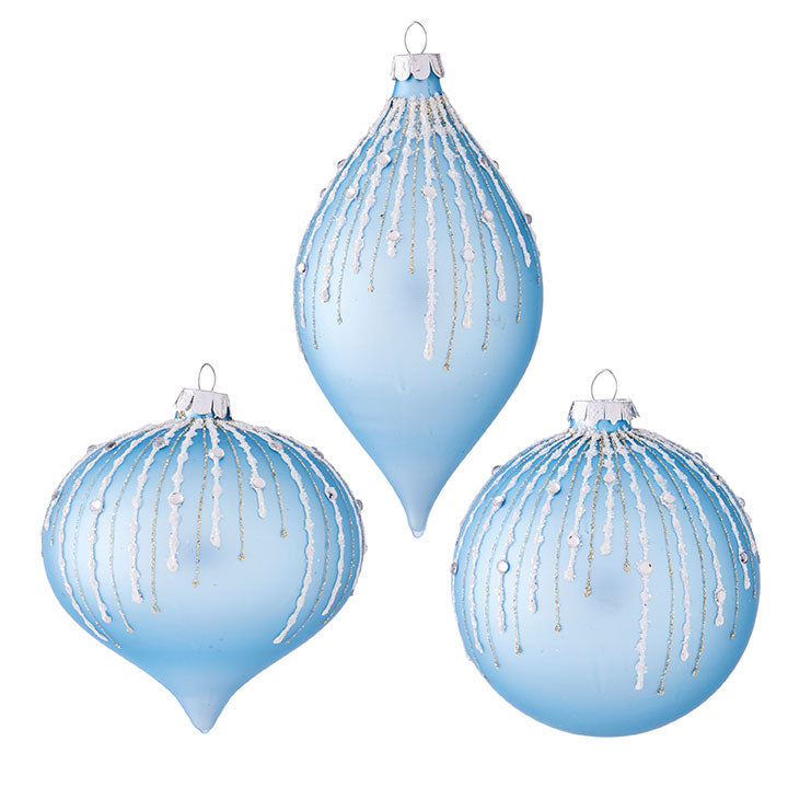 Blue Glittered Glass Ornament (Small)
