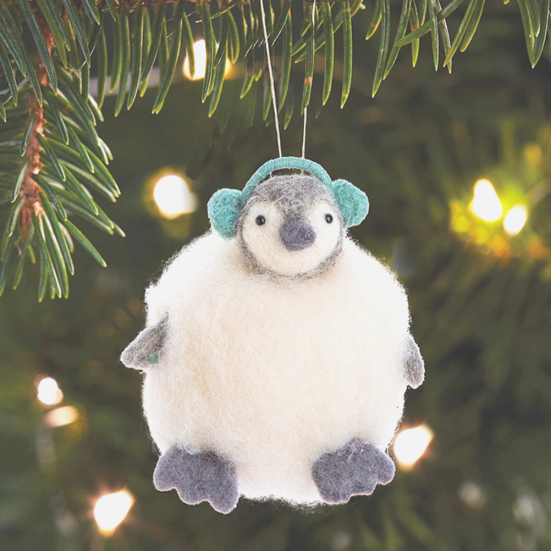 Penguin in Snowball Ornament