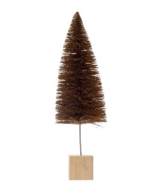 Sisal Bottle Brush Trees with Cubed Wood Base, 6 Colors