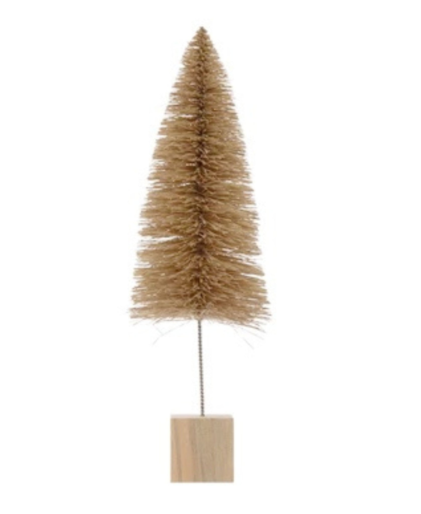 Sisal Bottle Brush Trees with Cubed Wood Base, 6 Colors