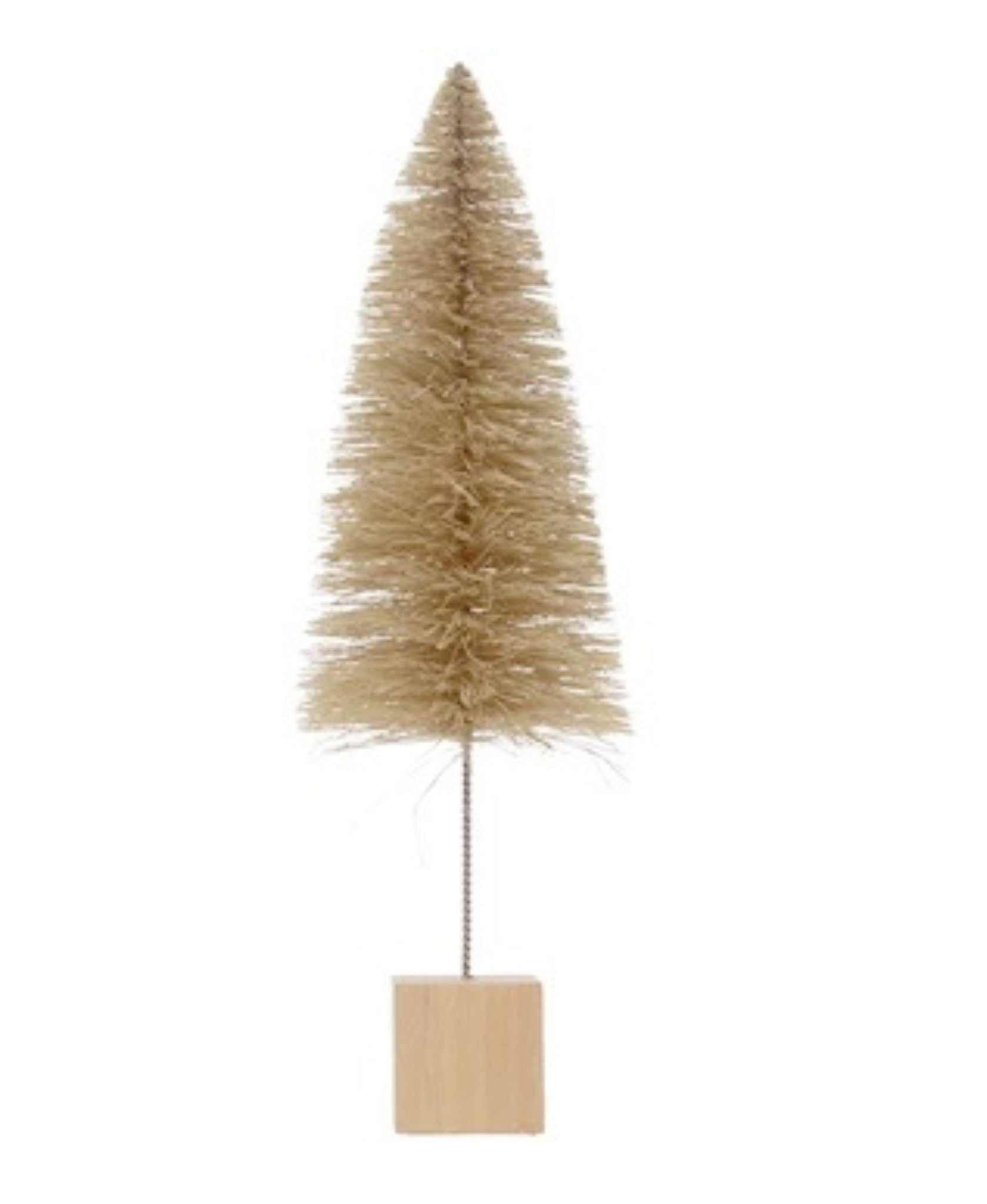 Sisal Bottle Brush Trees with Cubed Wood Base, 6 Colors