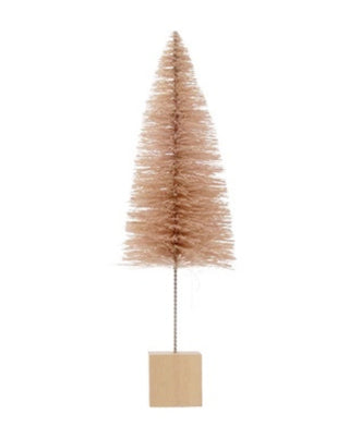 Sisal Bottle Brush Trees with Cubed Wood Base, 6 Colors