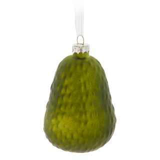 Half Avocado Glass Christmas Ornament