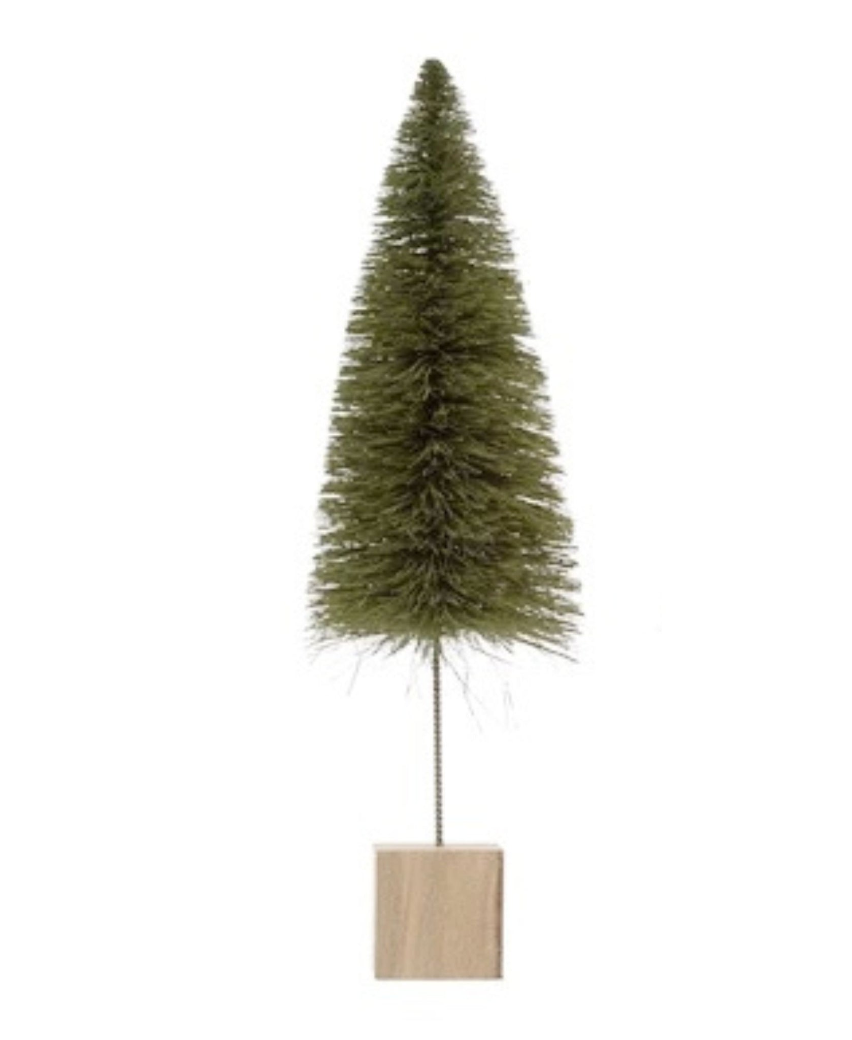 Sisal Bottle Brush Trees with Cubed Wood Base, 6 Colors