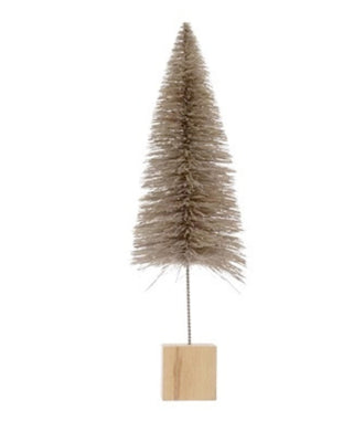 Sisal Bottle Brush Trees with Cubed Wood Base, 6 Colors