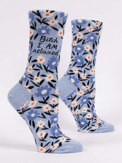 Blue Q Bitch I Am Relaxed Women's Crew Socks