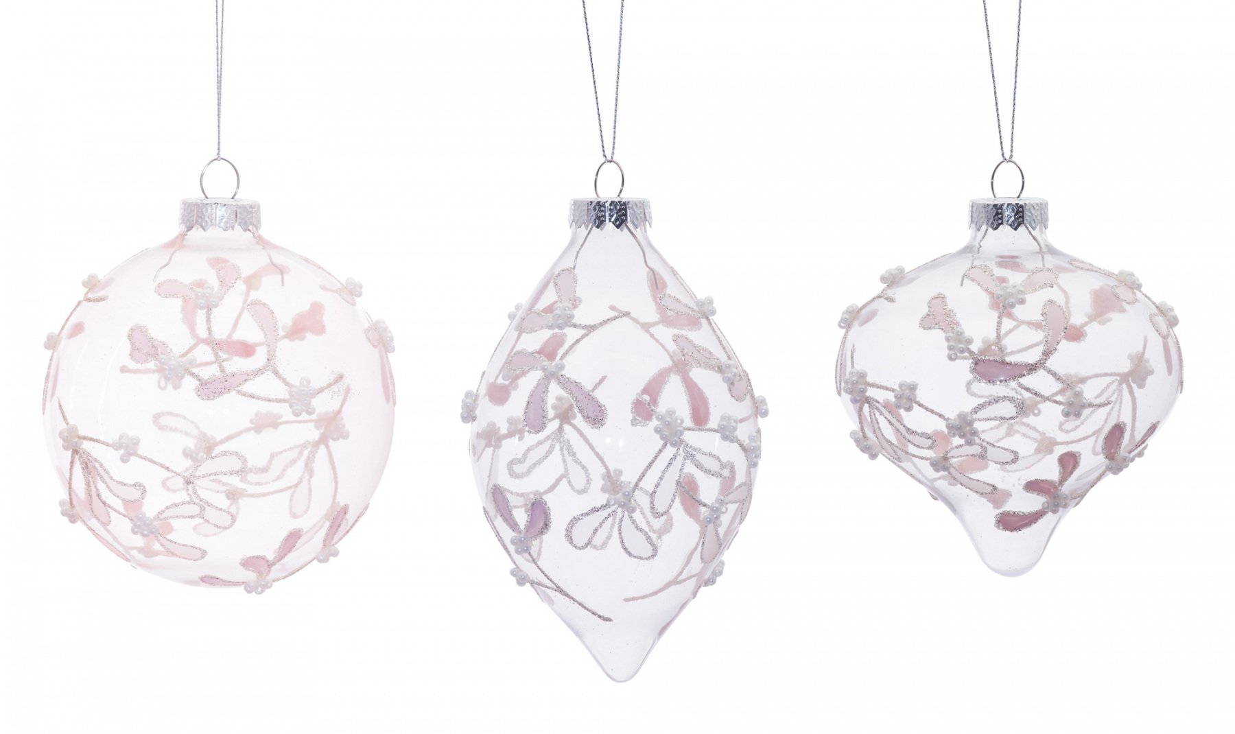 Clear and Pink With Pearl Ornament