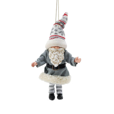 Possible Dreams Gnome With Grey Coat Hanging Ornament