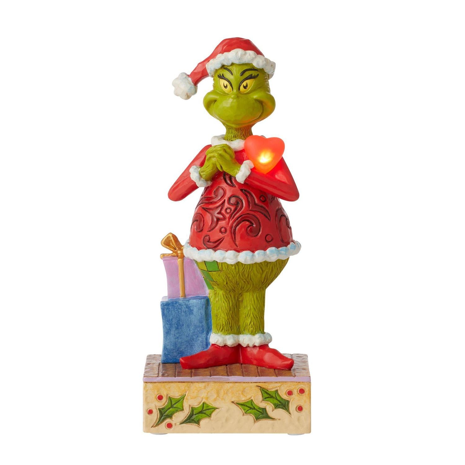 Jim Shore Grinch With Large Red Blinking Heart Figurine