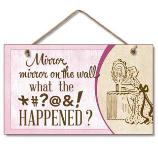Highland Mirror Mirror On The Wall Wood Hanging Sign