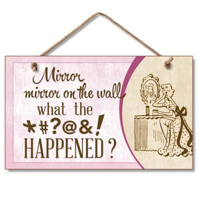 Highland Mirror Mirror On The Wall Wood Hanging Sign