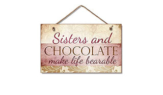 Highland Sisters And Chocolate Wood Hanging Sign