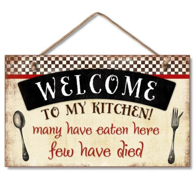 Highland Welcome To My Kitchen Wood Hanging Sign