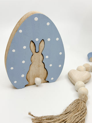 Wooden Easter Bunny Cut-Out with Polka Dot Egg