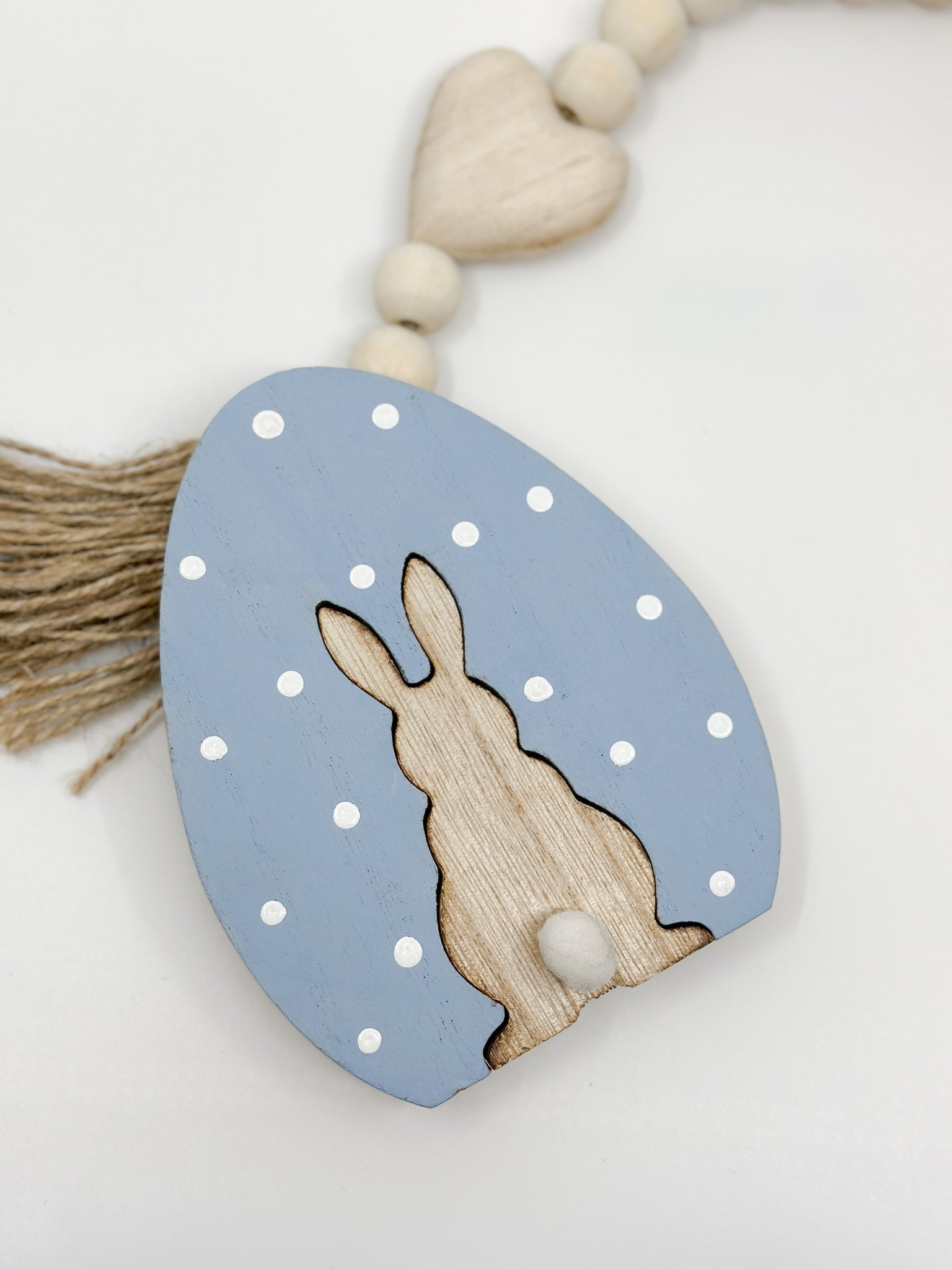 Wooden Easter Bunny Cut-Out with Polka Dot Egg