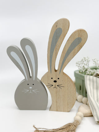 Easter - Wooden Nesting Bunnies (Grey & Natural Wood)