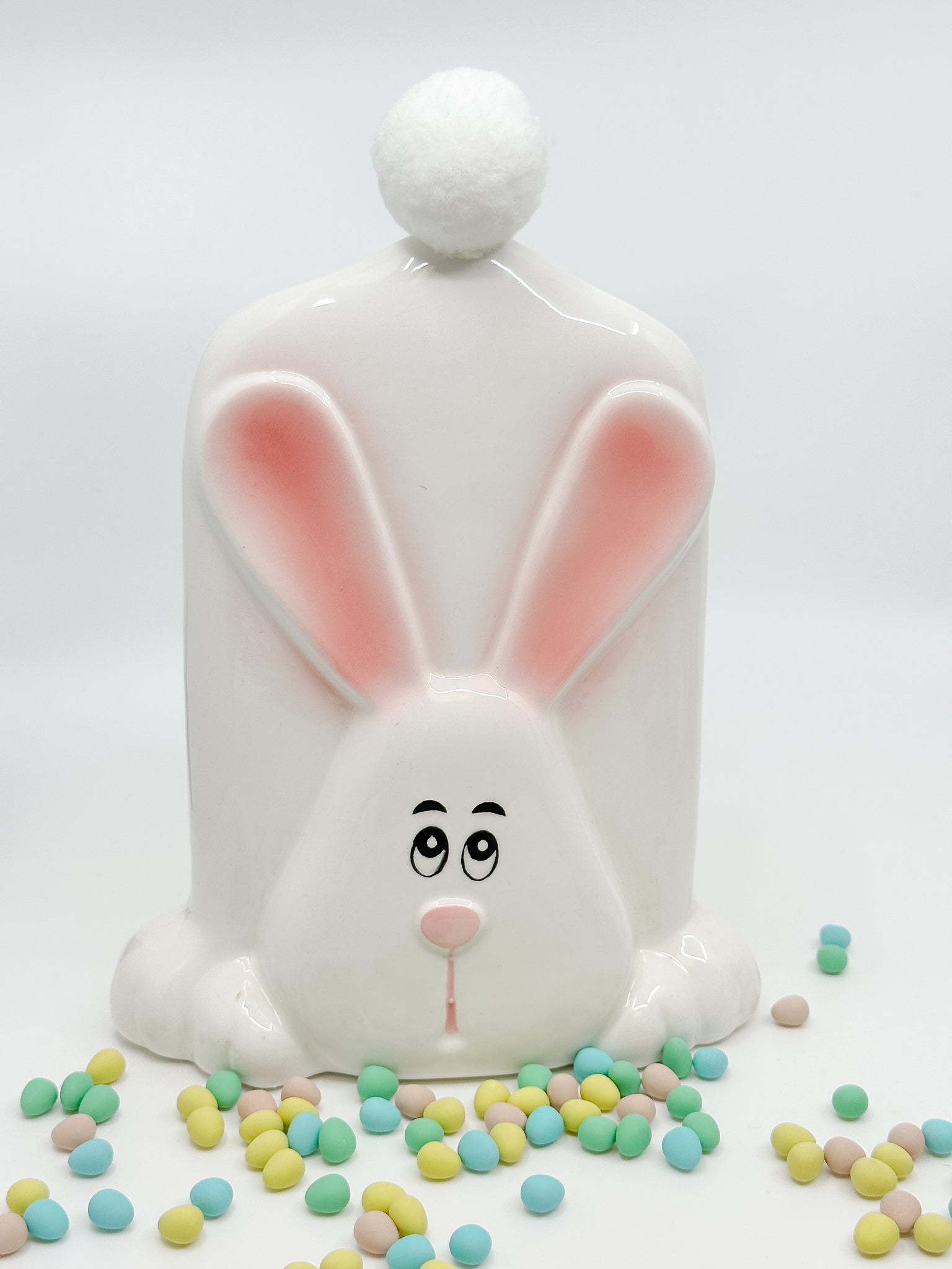 Easter Bunny - Ceramic White with Pom Pom Tail