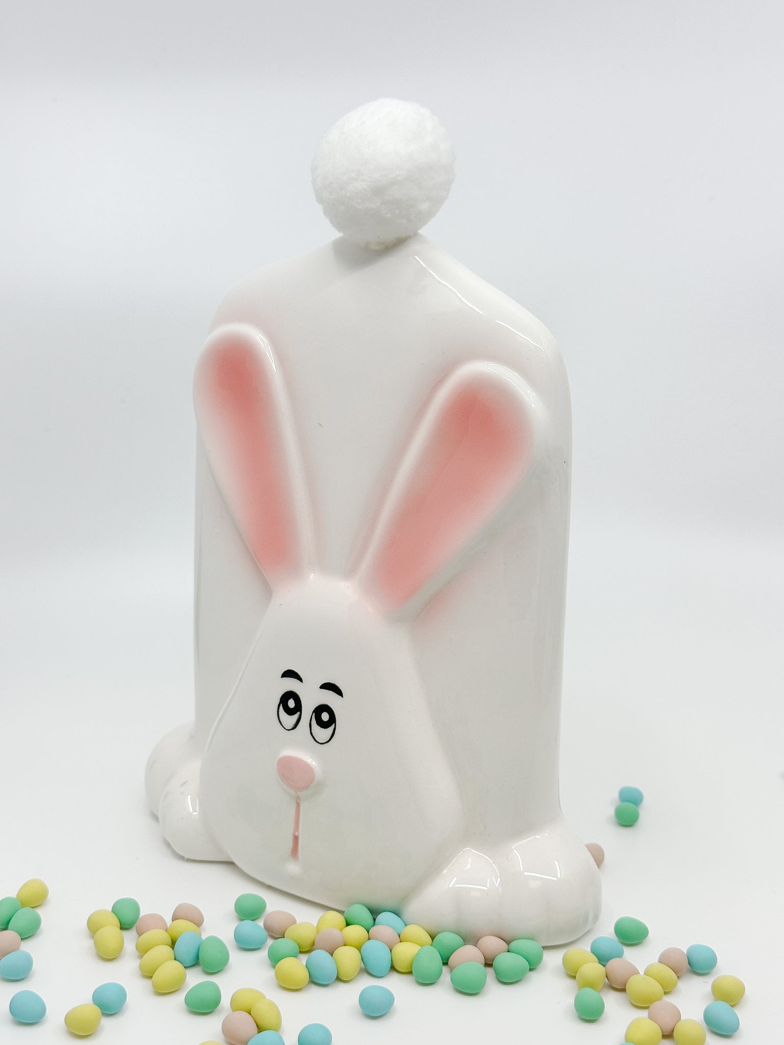 Easter Bunny - Ceramic White with Pom Pom Tail