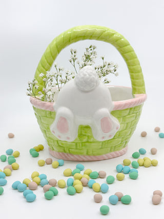 Ceramic Easter Basket with Bunny Bum