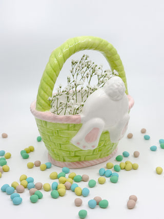 Ceramic Easter Basket with Bunny Bum