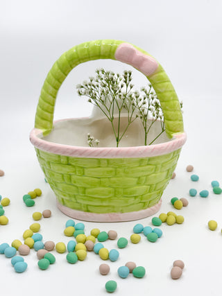 Ceramic Easter Basket with Bunny Bum