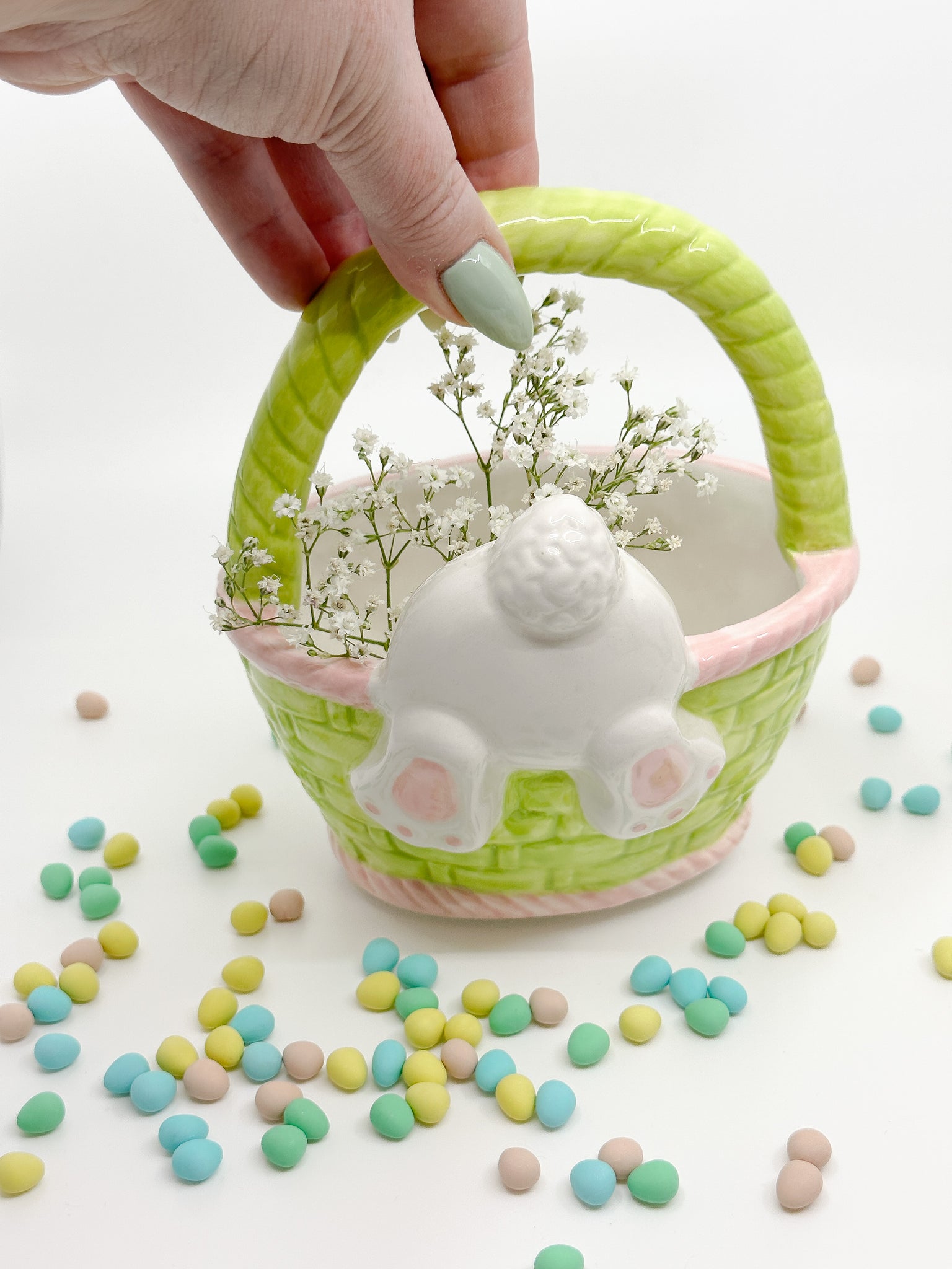 Ceramic Easter Basket with Bunny Bum