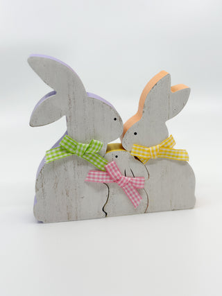 Easter Wooden Nesting Bunnies Family