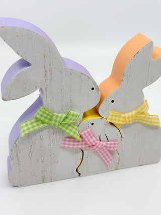 Easter Wooden Nesting Bunnies Family