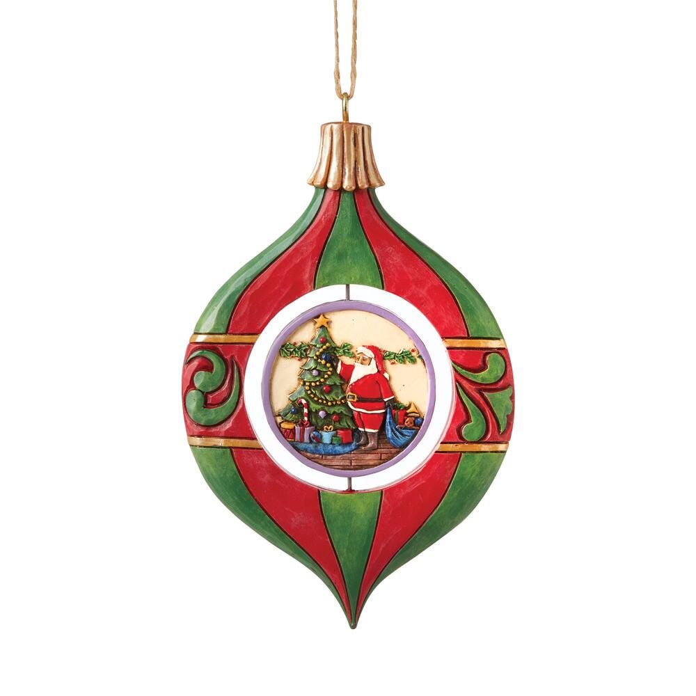 Jim Shore Heartwood Creek Rotating Santa At Tree Hanging Ornament