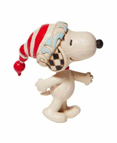 Jim Shore Peanuts Snoopy Wearing Red and White Stocking Cap Mini Figurine
