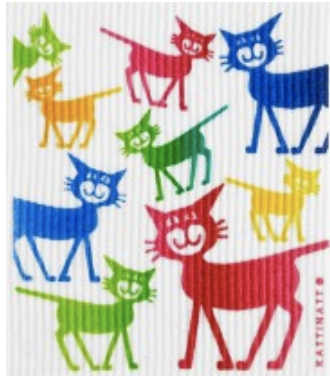 Kattinatt Swedish Dishcloth Medium Colorful Cats
