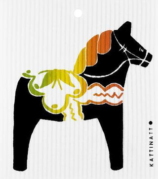 Kattinatt Swedish Dishcloth Regular Dala Horse Black