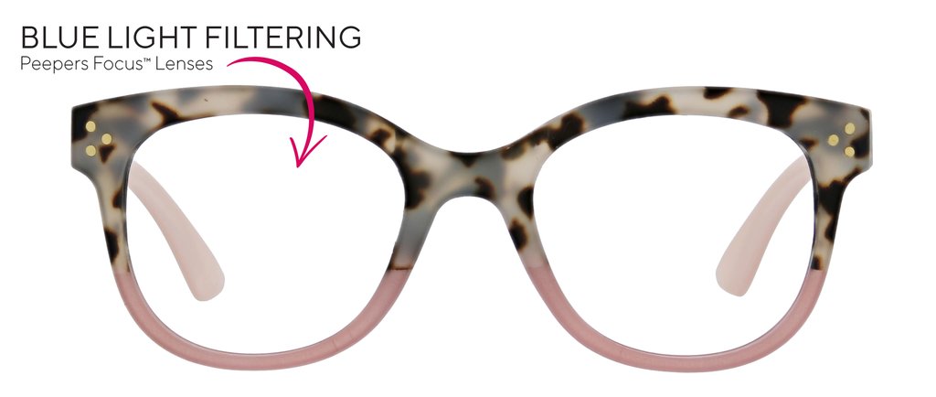 Peepers - Walking on Sunshine - Gray Tortoise/Pink Eyeglasses