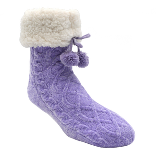 Pudus Chenille Slipper Socks - Lavender - Adult