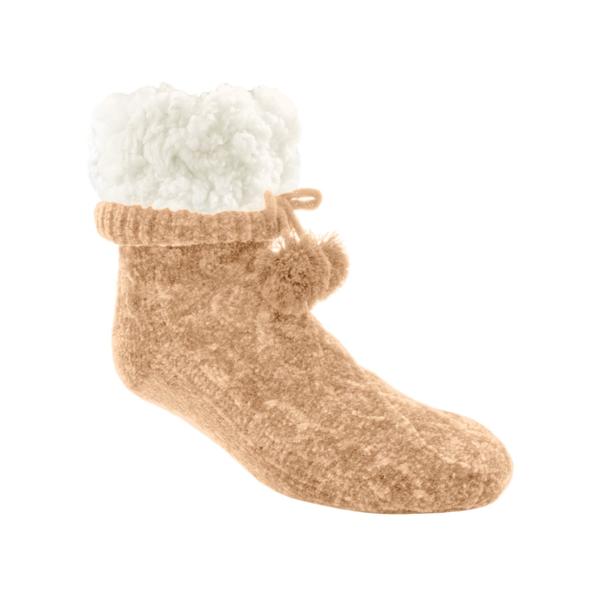 Pudus Chenille Cable Knit Slipper Sock Sand Adult