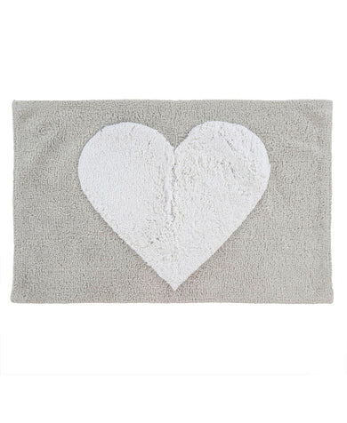 Grey Heart Plush Bath Mat