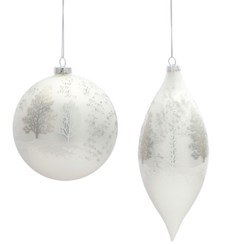 White Sparkle Glass Ornament