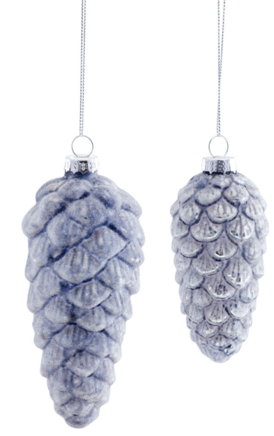Blue Pine Cone Glass Ornament