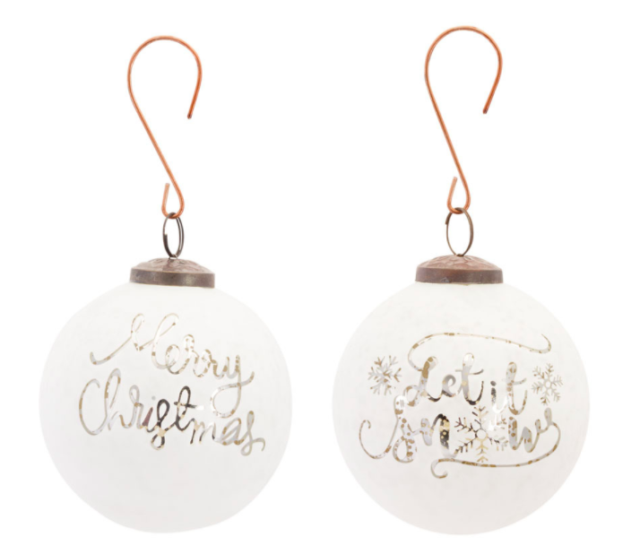 Glass Ornament - Let it Snow or Merry Christmas
