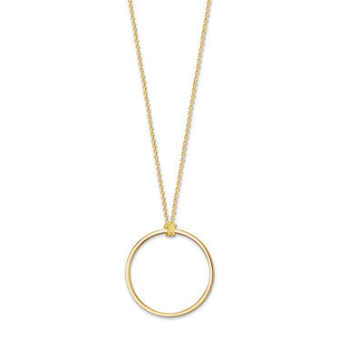 Circle Charm Necklace-Yellow Gold