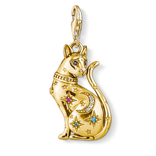 Cat Constellation Charm Pendant - Gold