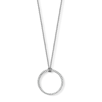Large Circle Charm Necklace-925 Sterling Silver