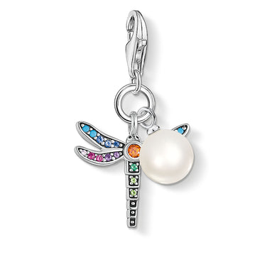 Dragonfly Silver Pearl Charm Pendant