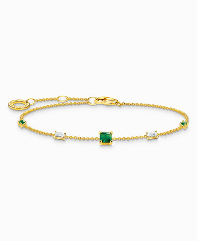 Thomas Bracelet with Green and White Stones Gold