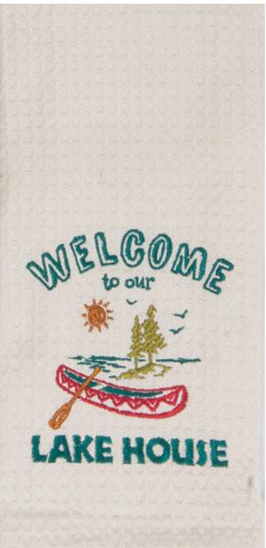 Kay Dee Welcome To The Lake House Waffle Tea Towel