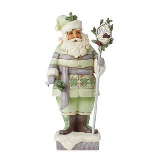 Jim Shore White Woodland Santa Holding Staff Figurine