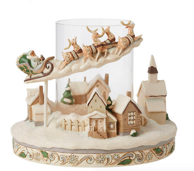 Jim Shore White Woodland Sleigh Candle Holder