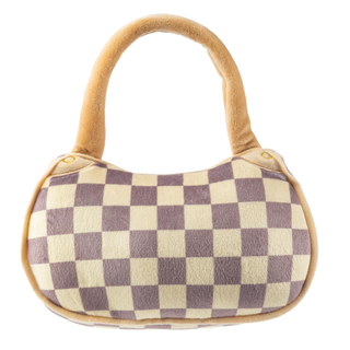 Checkered Chewy Vuiton Purse - Dog Toy